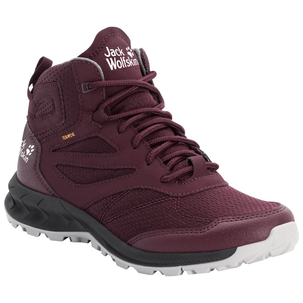 Jack Wolfskin WOODLAND TEXAPORE MID Chaussures Femme Bordeaux/Rose - OCZEASL-12